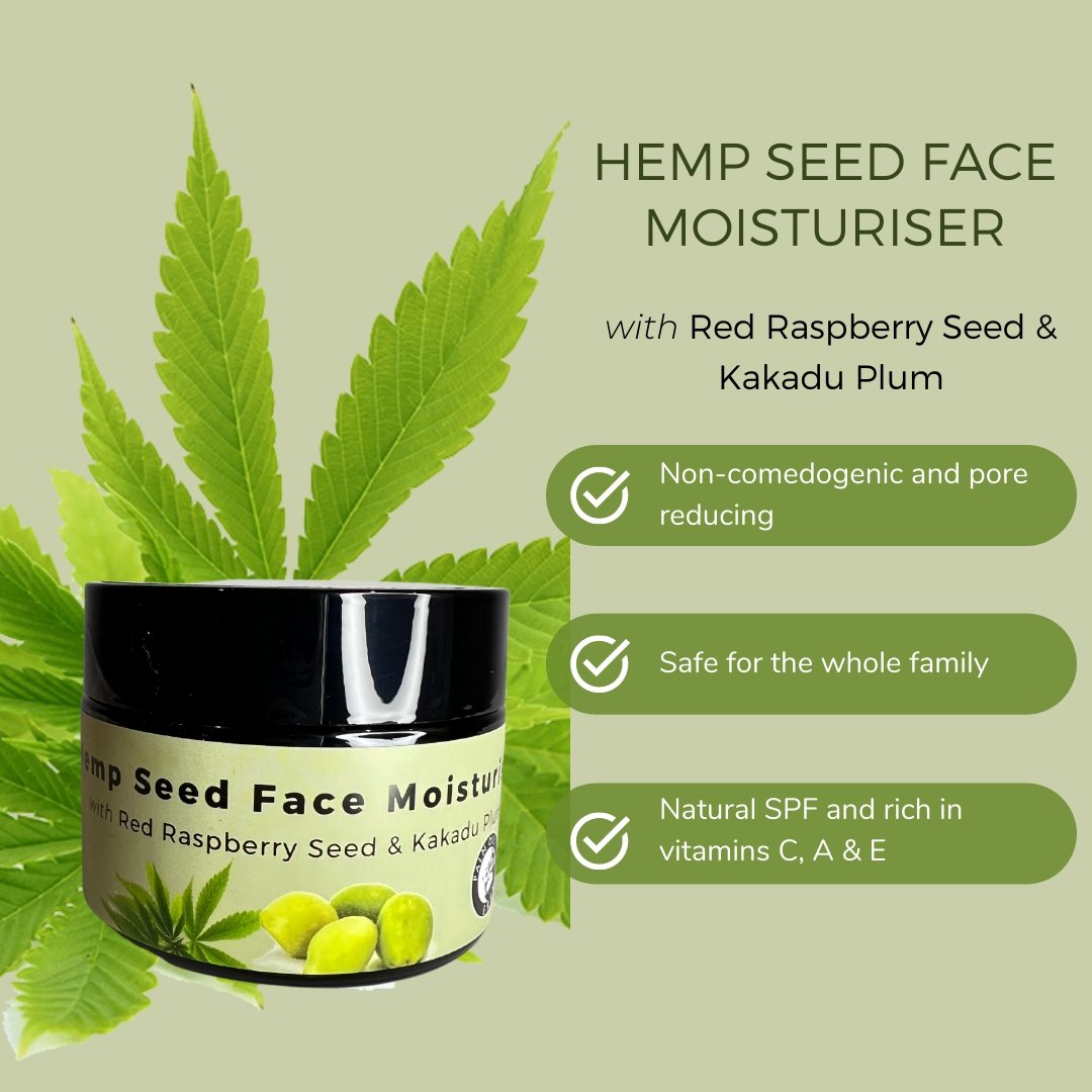 Hemp Seed Face Moisturiser with Red Raspberry & Kakadu Plum - OmMade Organic Skincare