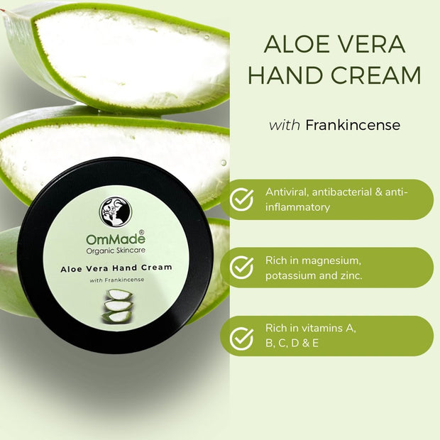 Aloe Vera Hand Cream with Frankincense - OmMade Organic Skincare
