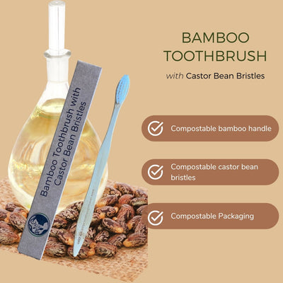 Bamboo Toothbrush with Castor Bean Bristles - OmMade Organic Skincare