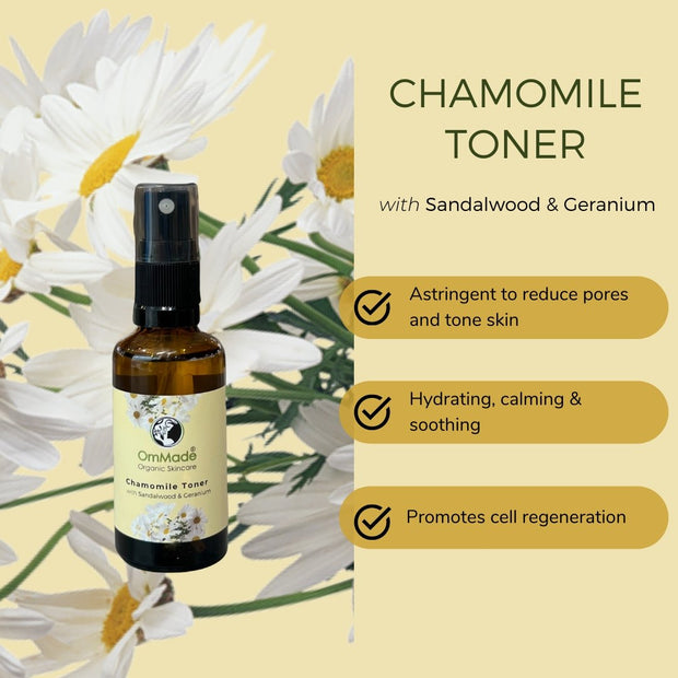 Chamomile Toner with Sandalwood & Geranium 50ml - OmMade Organic Skincare
