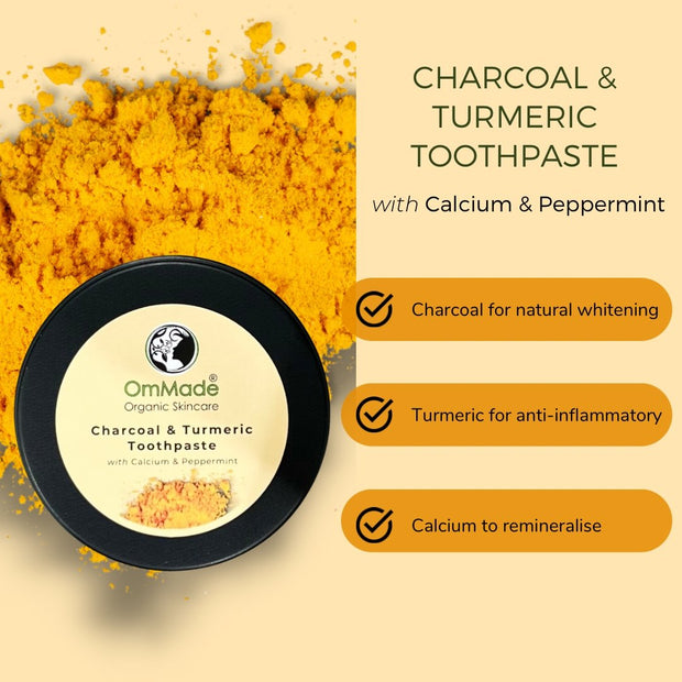 Charcoal & Turmeric Whitening Toothpaste 67ml - OmMade Organic Skincare