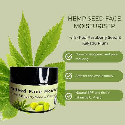 Hemp Seed Face Moisturiser with Red Raspberry & Kakadu Plum - OmMade Organic Skincare