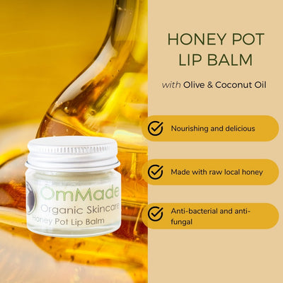 Honey Pot Lip Balm with Olive and Coconut Oil - OmMade Organic Skincare