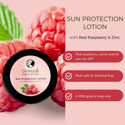 Sun Protection Lotion with Red Raspberry and Zinc 60ml - OmMade Organic Skincare